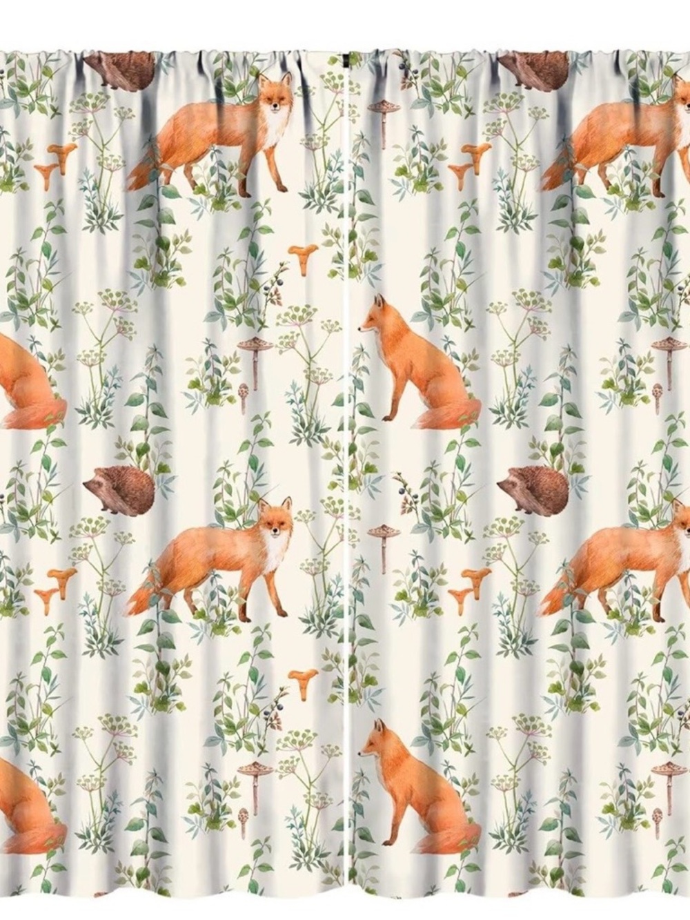 Fox and Foliage Shower Curtain - Orange Fox Print